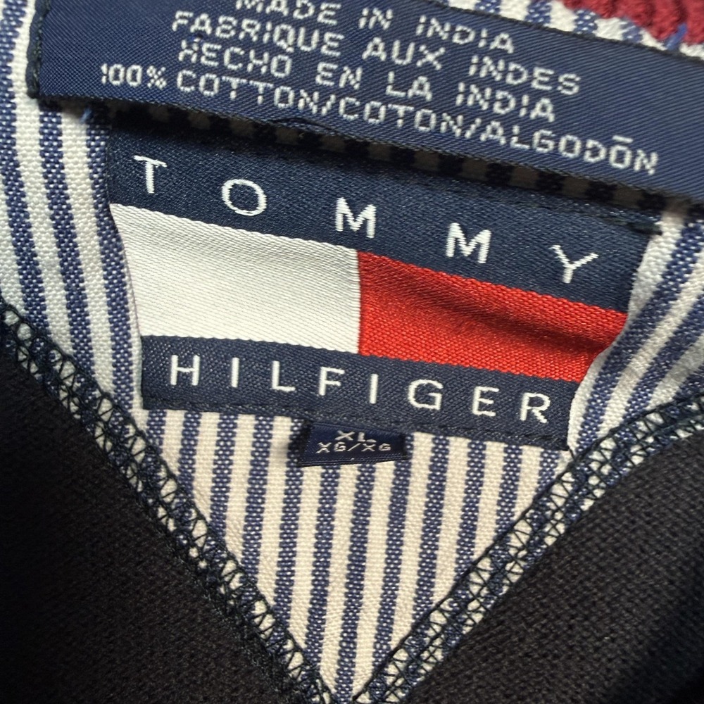 Tommy Hilfiger Sweater Vest Mens XL Blue V Neck Cotton Logo Knit Pullover READ - Picture 4 of 7